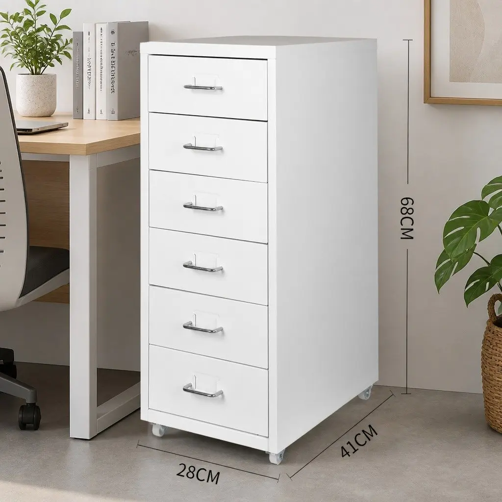 6-Drawer Filing Cabinet with Steel Frame for Office Storage