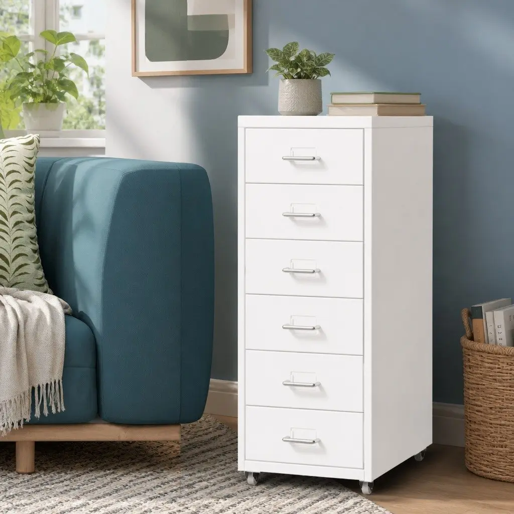 6-Drawer Filing Cabinet with Steel Frame for Office Storage