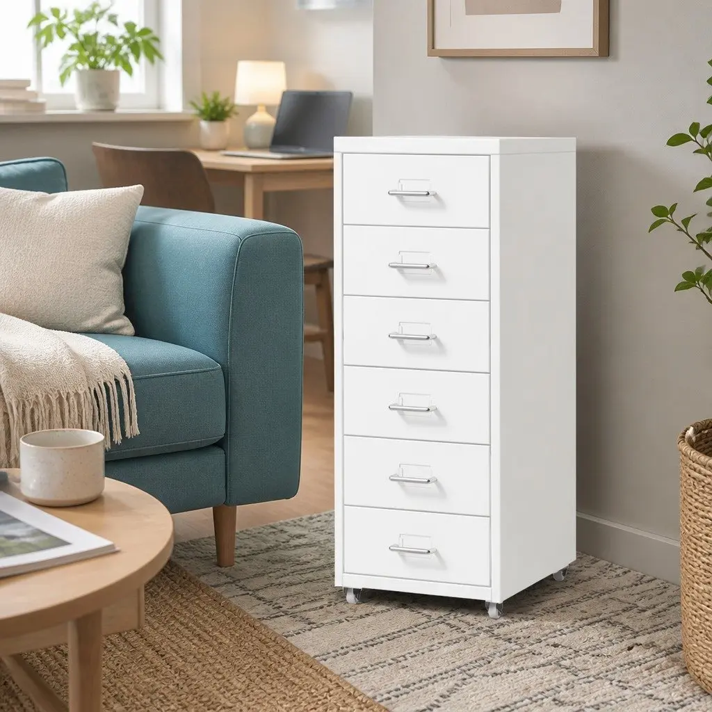 6-Drawer Filing Cabinet with Steel Frame for Office Storage