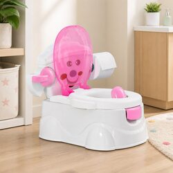 Durable 3-in-1 Kids Potty Trainer with Step Stool Pink