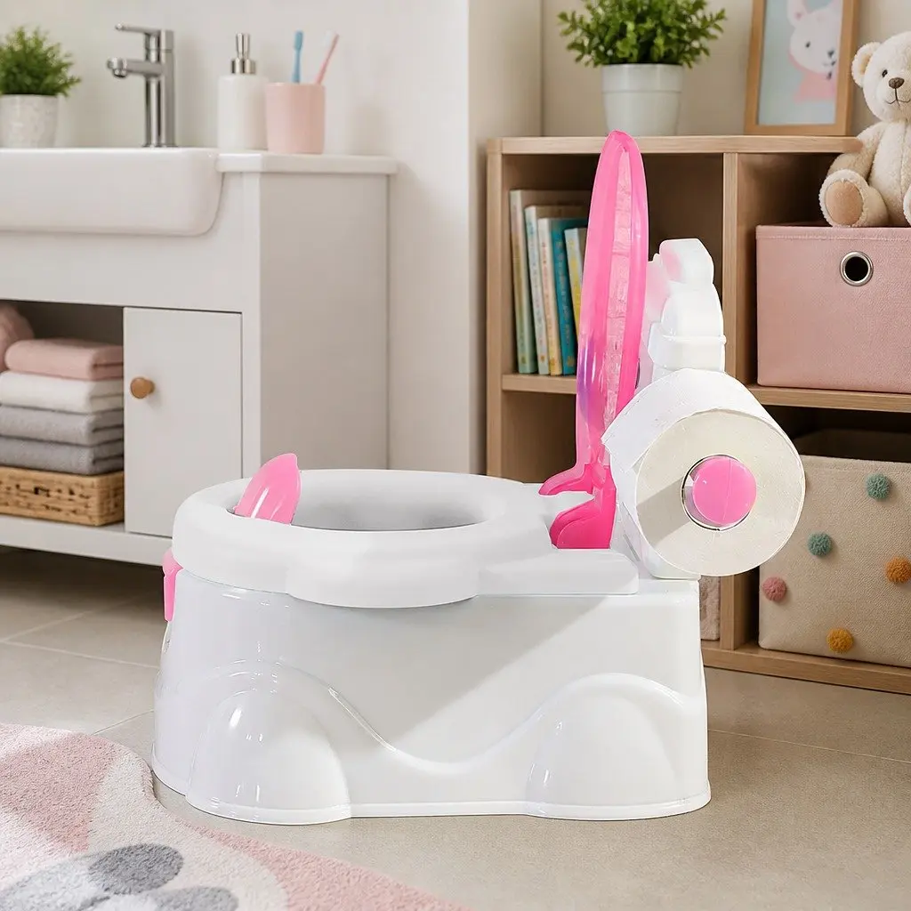 3-in-1 Kids Potty Trainer with Step Stool Pink