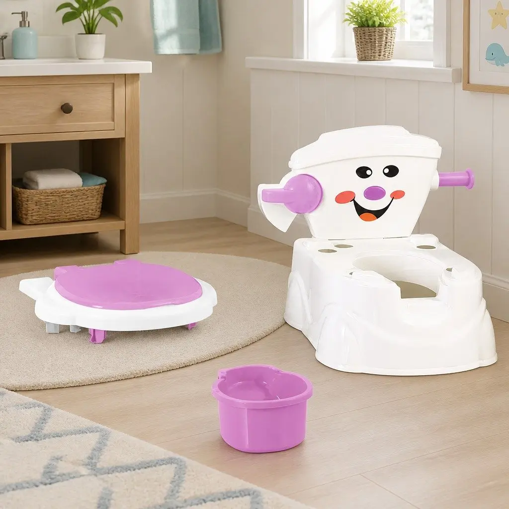 3-in-1 Kids Potty Trainer with Step Stool Pink