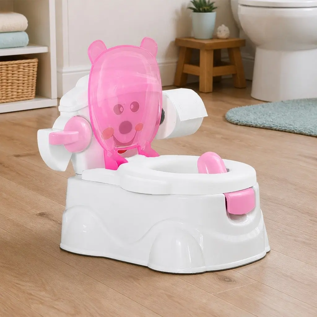 3-in-1 Kids Potty Trainer with Step Stool Pink