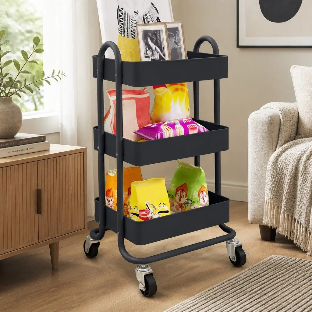 3 Tier Kitchen Storage Trolley Organizer in Grey