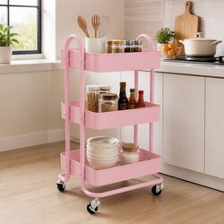 3-Tier Kitchen Trolley Cart Storage Organiser Mobile Wheels Compact Portable
