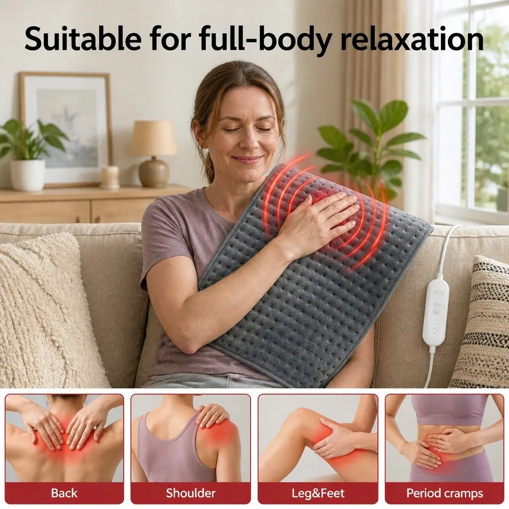 Electric Heating Pad 60x39cm Grey with 4 Settings