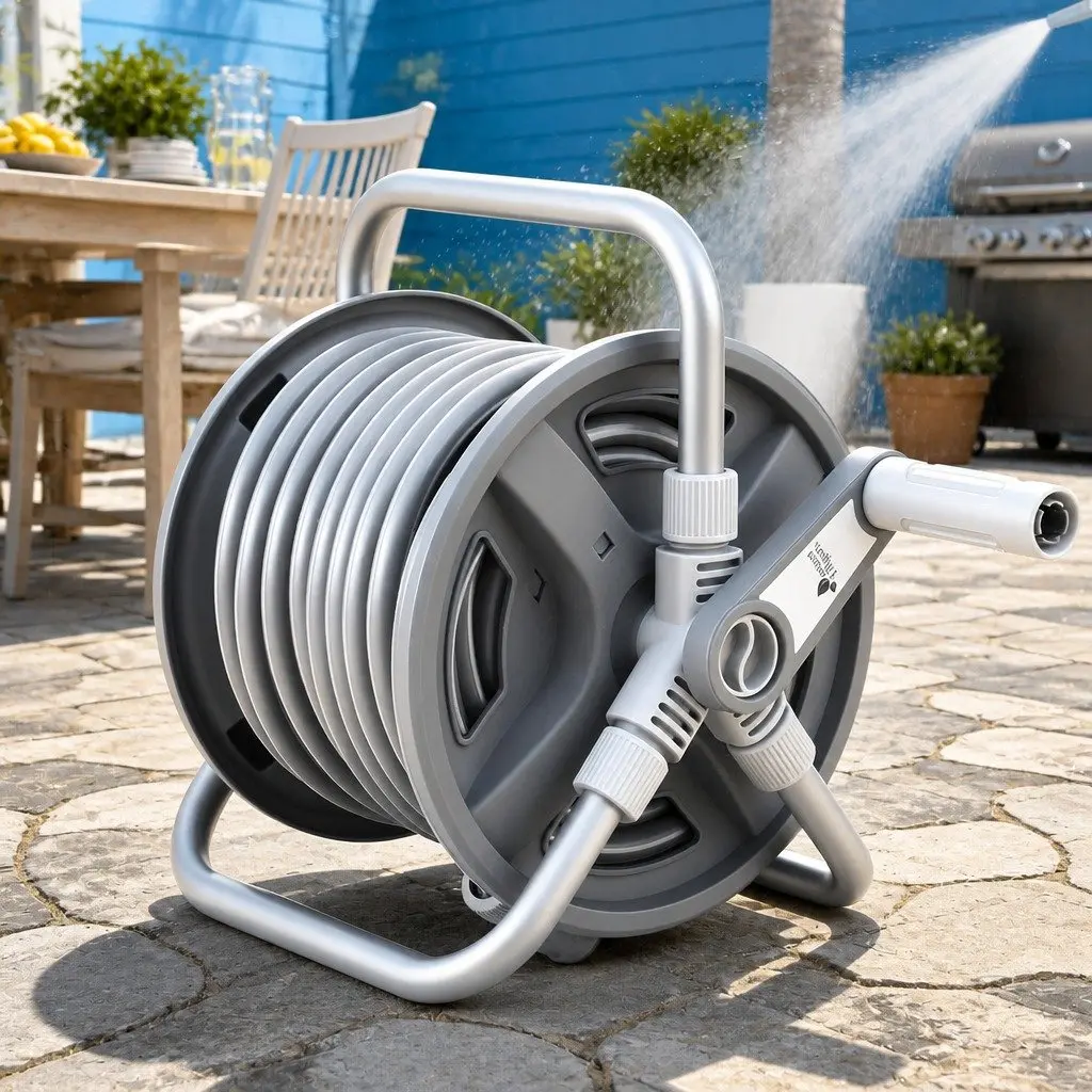 Garden Hose Reel PP PVC 20m Grey