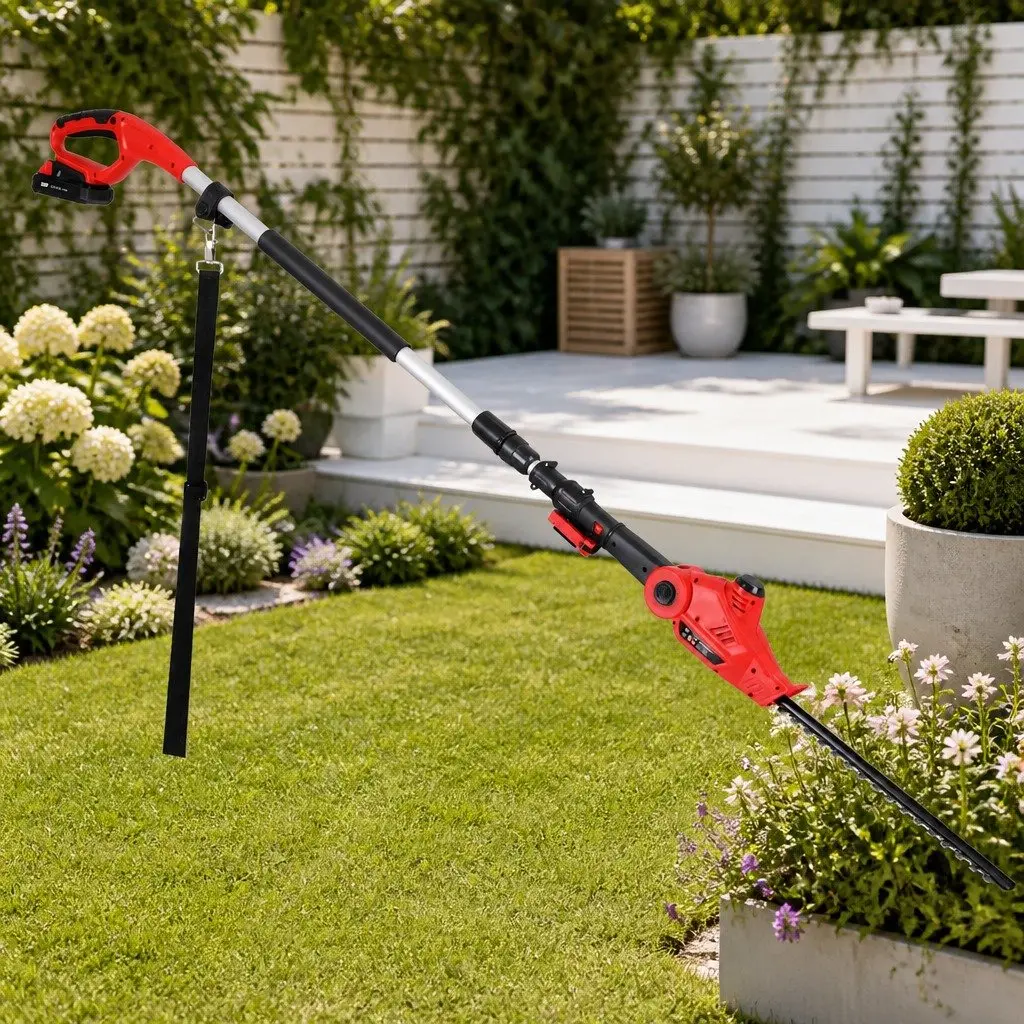 Cordless Pole Hedge Trimmer with Double-Sided Blade