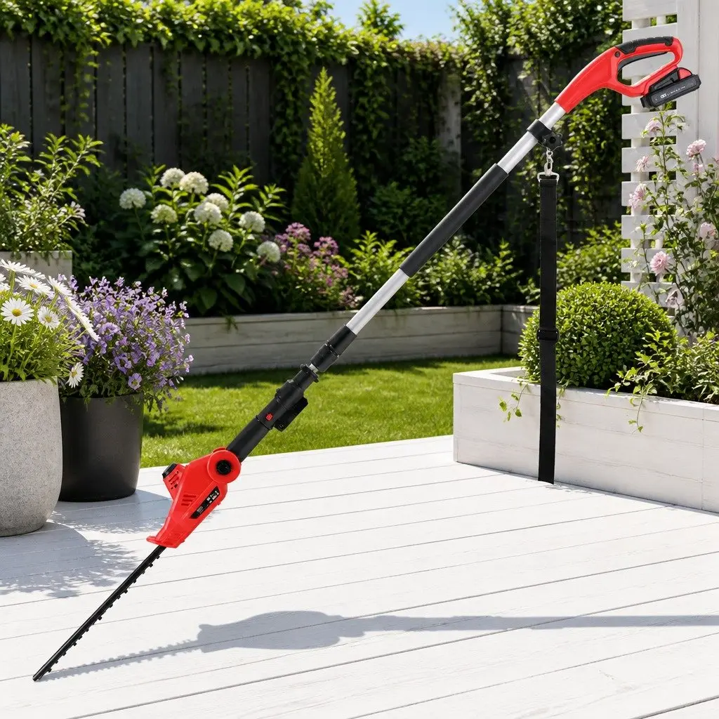 Cordless Pole Hedge Trimmer with Double-Sided Blade