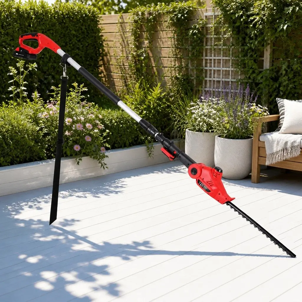 Cordless Pole Hedge Trimmer with Double-Sided Blade