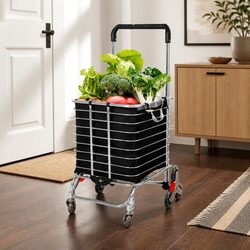 Durable Foldable Shopping Cart with Stair Climbing Wheels