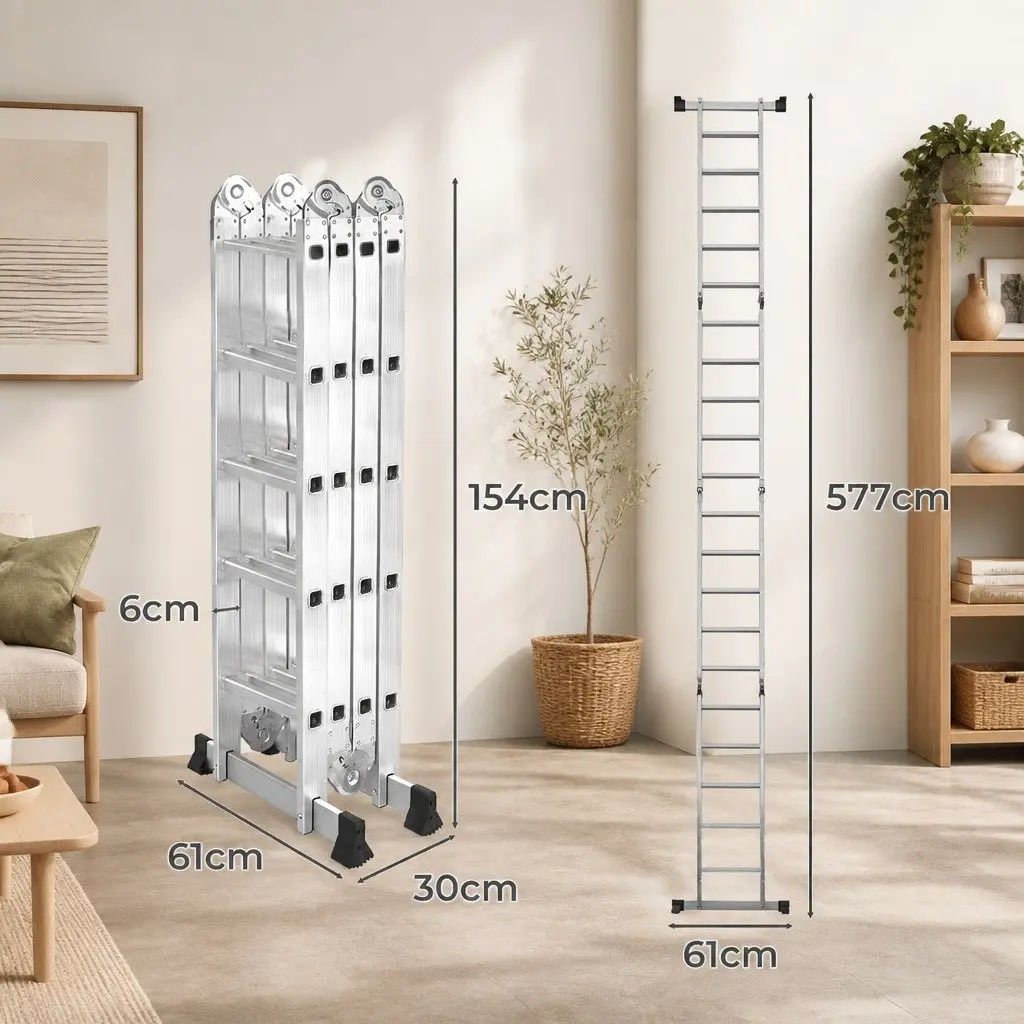 Multi-Purpose Folding Ladder Aluminium 5.7m Silver