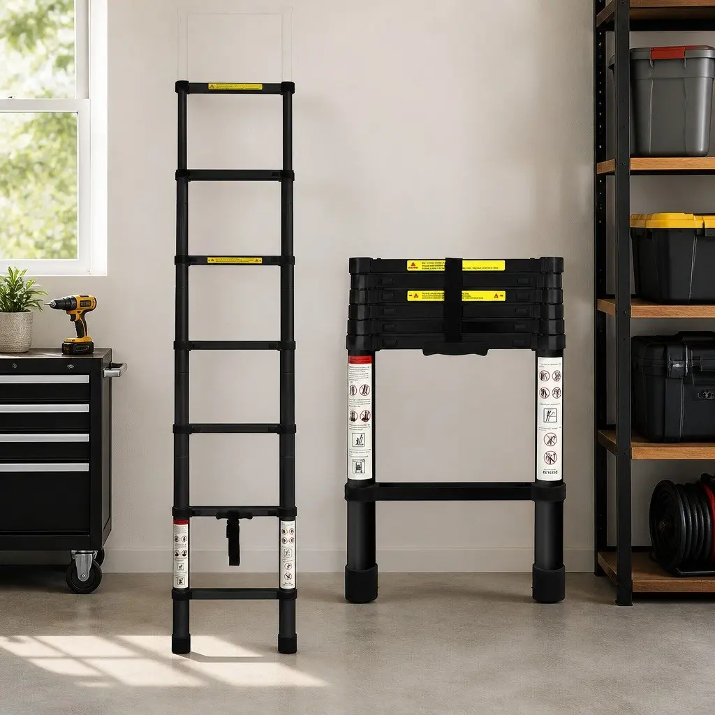 Telescopic Aluminium Ladder 2M Extendable Silver