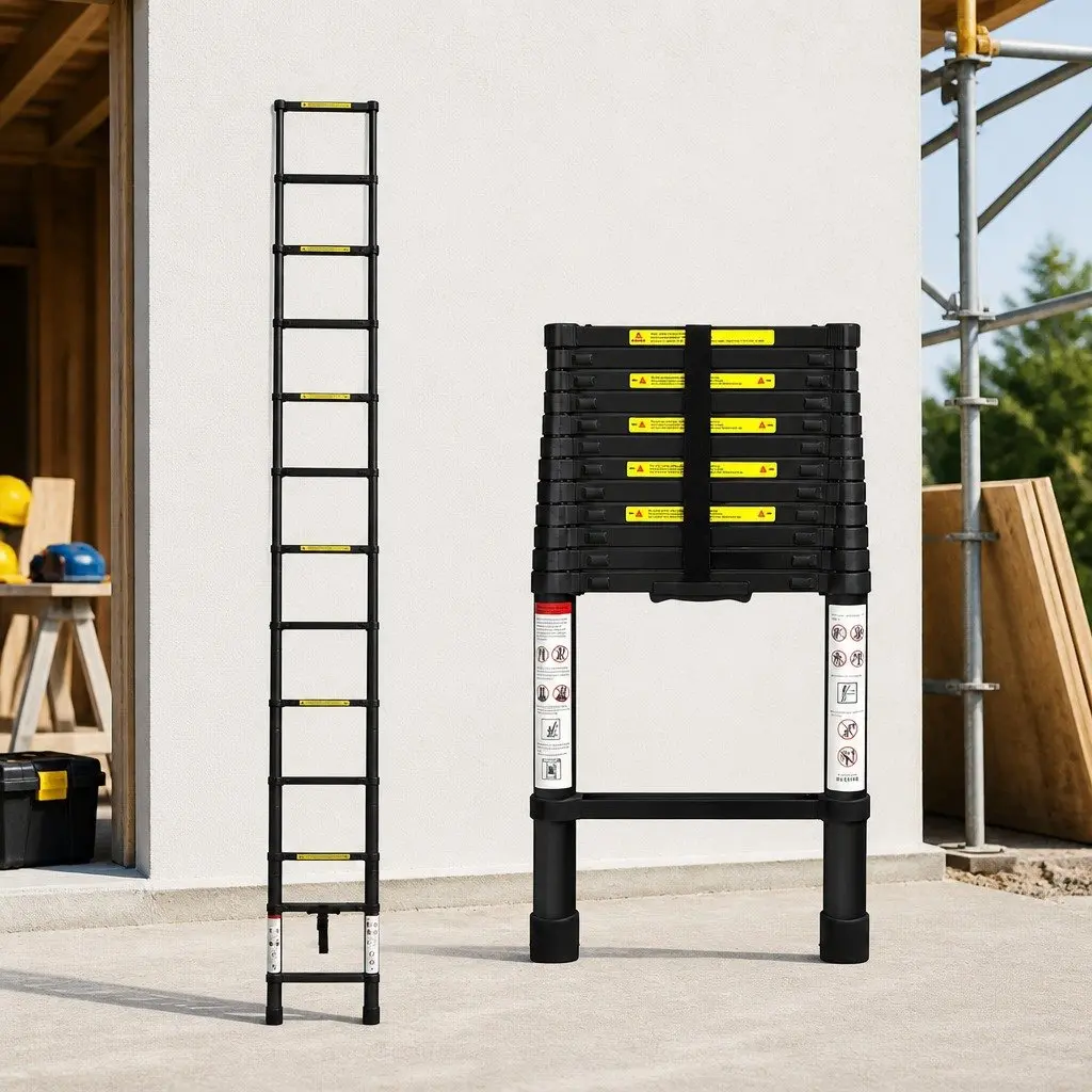 Telescopic Ladder Aluminium 3.8M Black