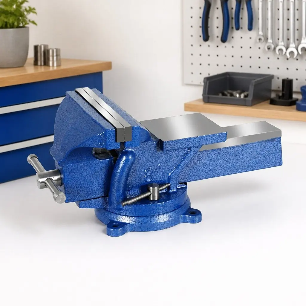 Bench Vice Anvil 200mm Swivel Base Cast Iron Clamping Woodworking Workshop Tool