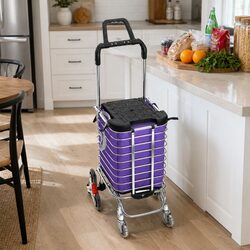 Durable Foldable Shopping Cart with Stair Climbing Wheels