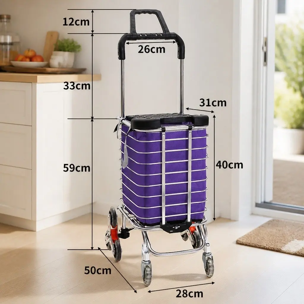 Foldable Shopping Cart with Stair Climbing Wheels
