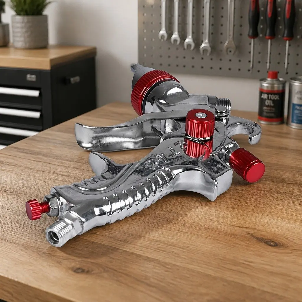 HVLP Spray Gun Kit Aluminium Alloy Red 600ml