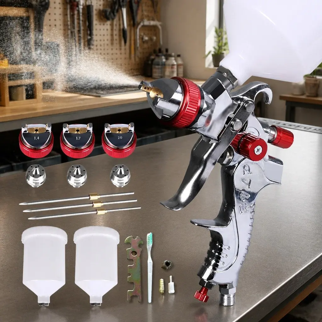 HVLP Spray Gun Kit Aluminium Alloy Red 600ml