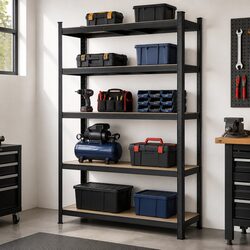 Robust 5-Tier Metal Storage Rack for Organising Spaces