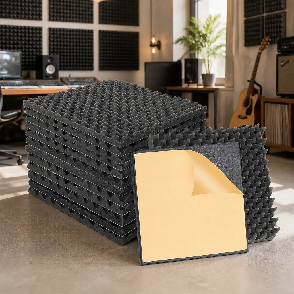 Acoustic Foam Wall Panels High-density Foam 50x50x5cm Black 14 Piece