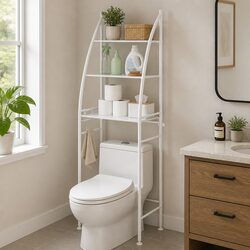 Three-Tier Over Toilet Storage Shelf Organiser White