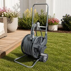 Portable Garden Hose Reel 1/2" 45M Retractable Holder Outdoor Watering Cleaning
