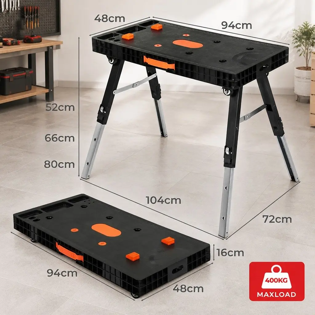 5-in-1 Foldable Workbench with 400kg Capacity