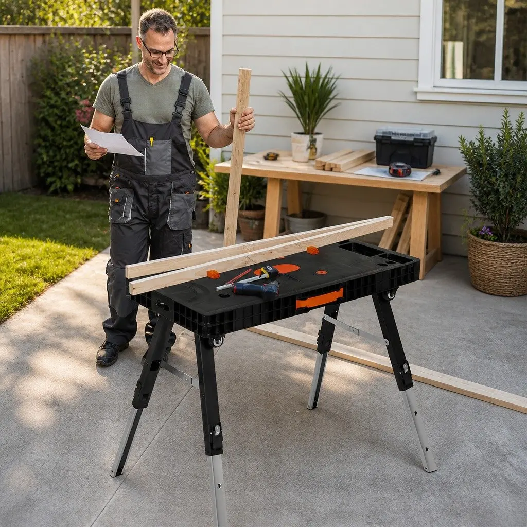 5-in-1 Foldable Workbench with 400kg Capacity