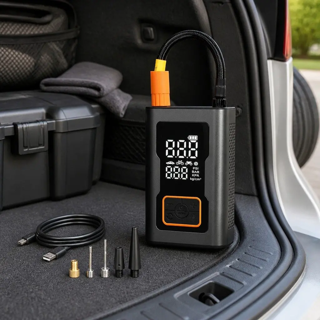 Portable Tire Inflator Electric Pump 150PSI ABS 7.5 x 4.3 x 12.5 cm Black
