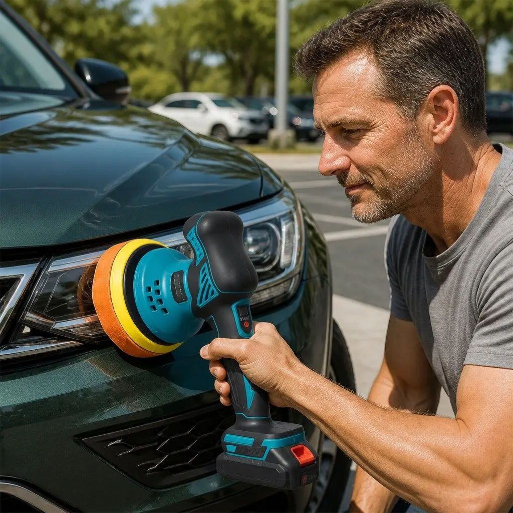 Cordless Car Polisher Buffer 21V Brushless Motor 6 Speed Orbital Detailing