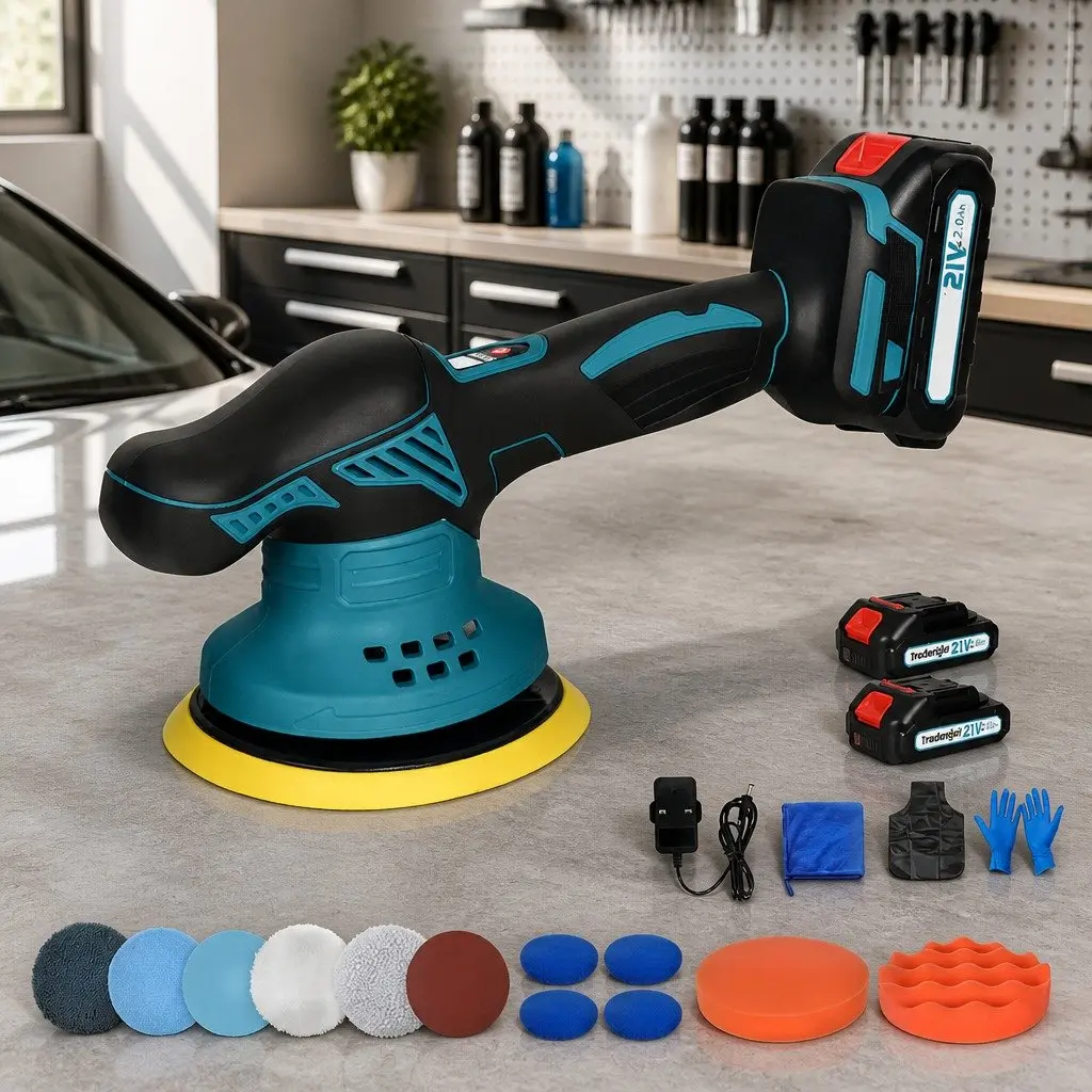 Cordless Car Polisher Buffer 21V Brushless Motor 6 Speed Orbital Detailing