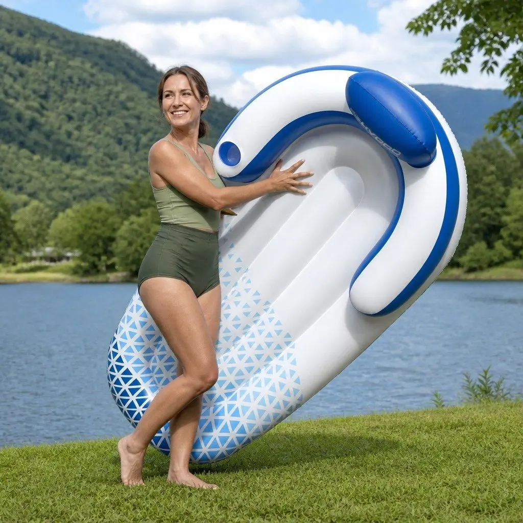 Inflatable Water Lounge 1.91m x 1.07m Pool Float Lounger Cup Holder