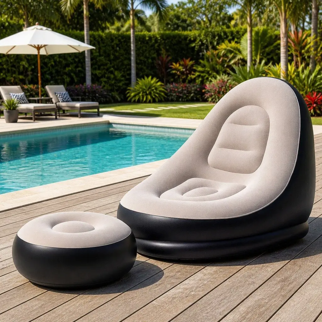 Inflatable Air Chair with Ottoman for Relaxation