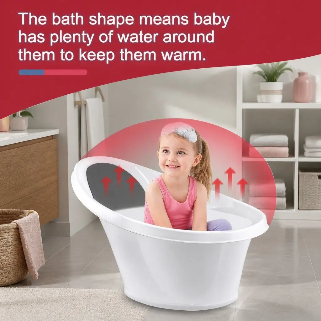 Baby Bath Tub with Backrest Bum Bump Support Newborn 12 Months Sink Basin