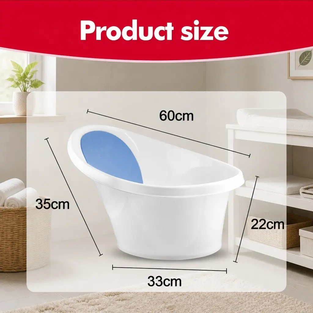 Baby Bath Tub Foam Backrest 60cm Blue