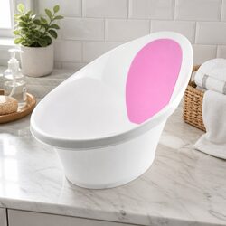 Pink Baby Bath Tub with Backrest & Bum Bump for Newborns