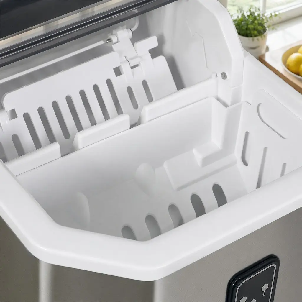 Portable Ice Maker Machine Stainless Steel 1.3L Silver Bullet Ice Cube Tray