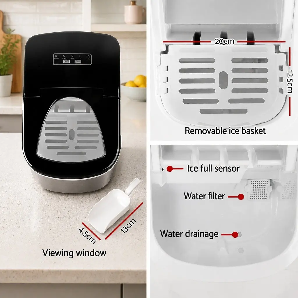 Ice Maker Stainless Steel 2.4L Water Tank Silver Countertop Quick Freezing