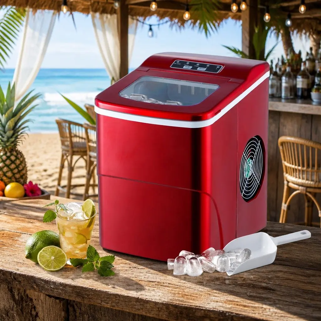 Portable Ice Cube Maker Machine 2L Red