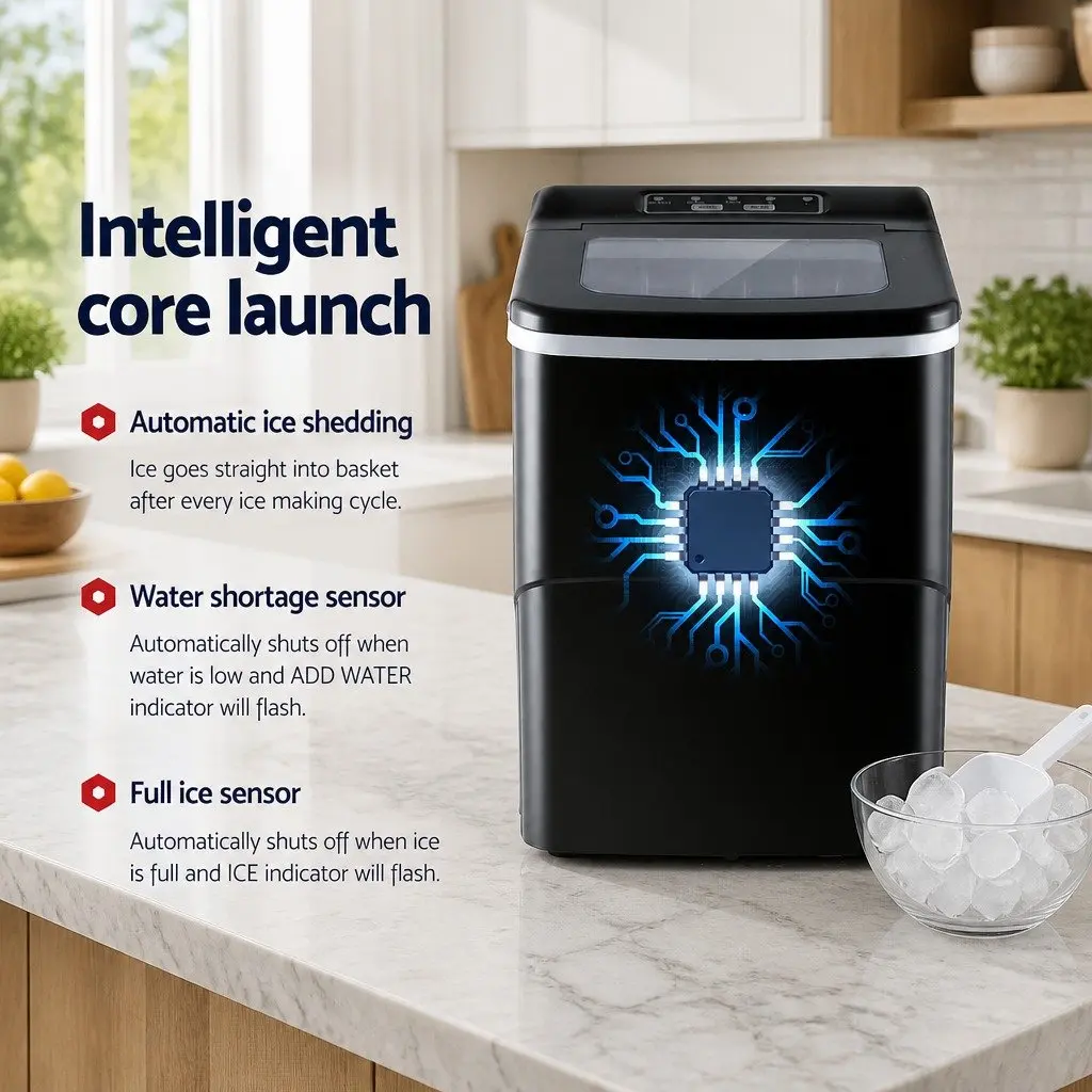 Ice Maker Portable Plastic 2L Black Countertop