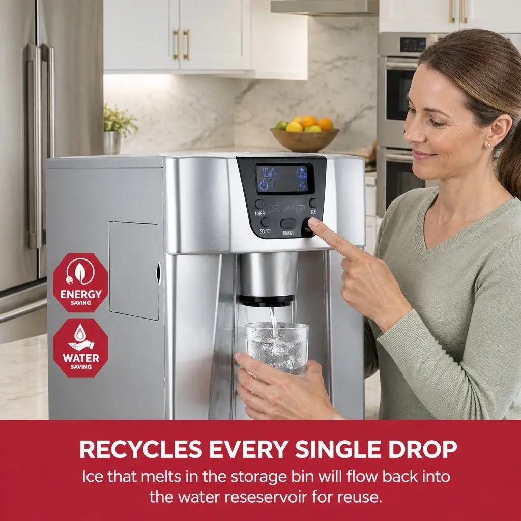 Ice Maker Plastic 2L Silver Countertop Portable Ice Cube Machine