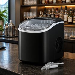 Durable Portable Ice Maker with 12kg Capacity in Black