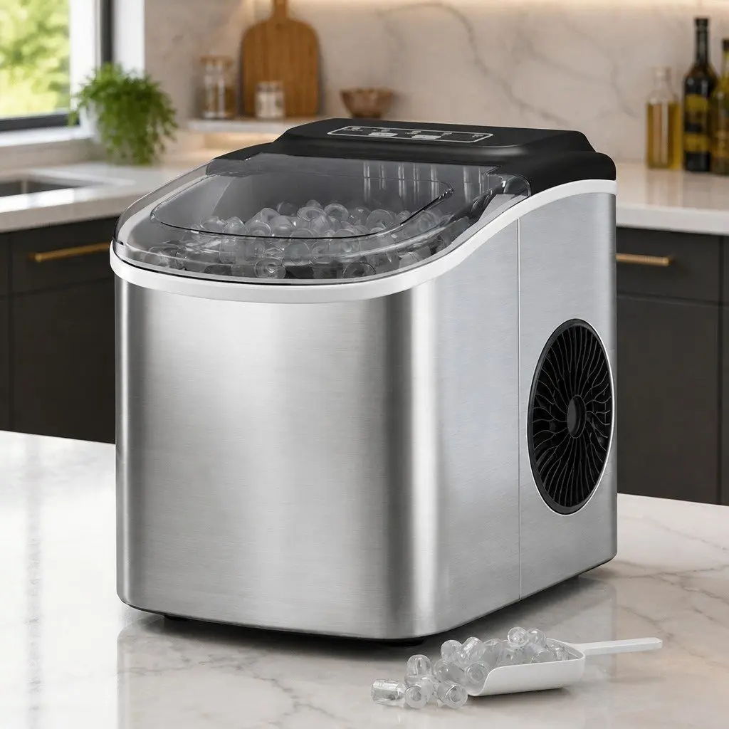 Silver Ice Maker with 12kg Daily Capacity