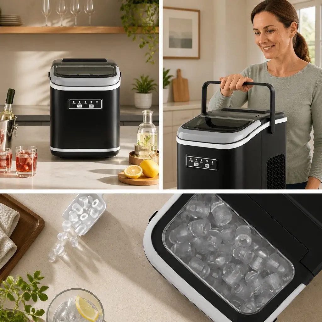 Ice Maker Machine Plastic Countertop 12kg Black