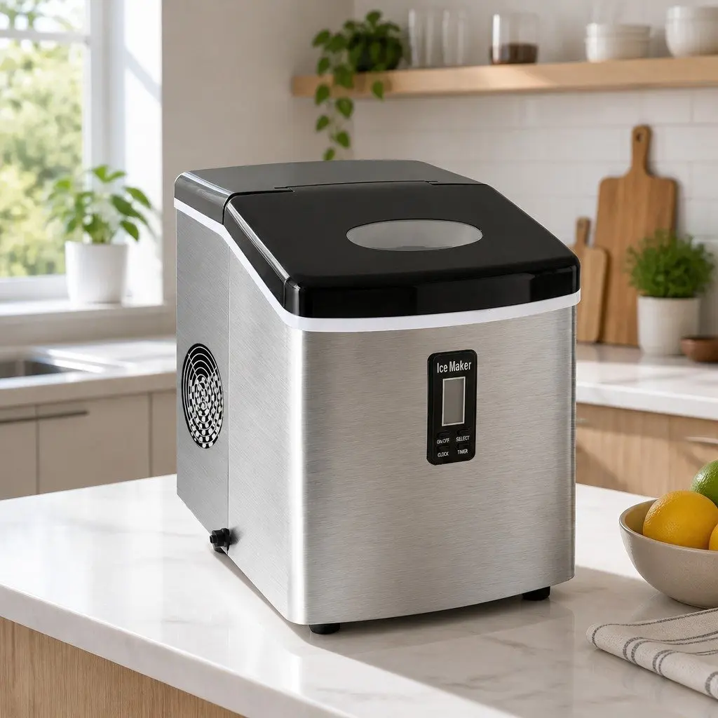 15kg Ice Maker Machine with Modern Silver Finish
