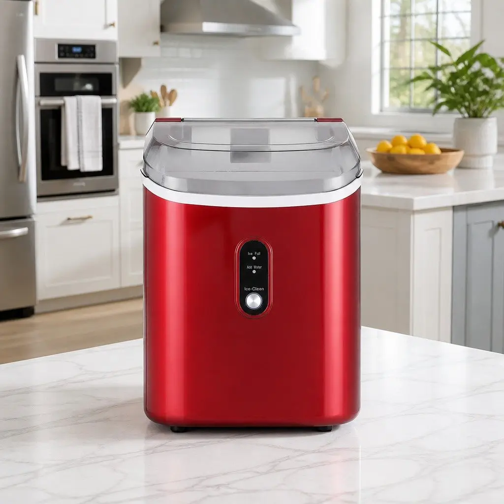 Ice Maker Machine Plastic 29cm x 22cm x 32cm Red