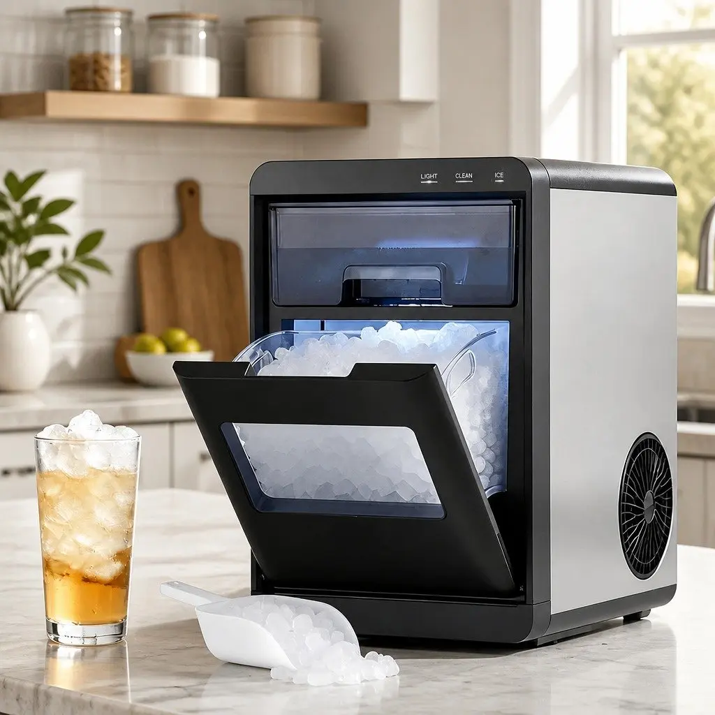 Ice Maker Machine 20kg Nugget Countertop Quick Chill Self Cleaning Black