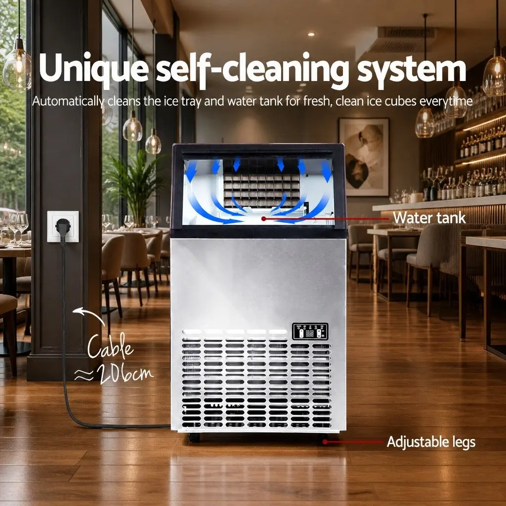 Commercial Ice Maker Machine Stainless Steel 45-60kg Daily Capacity Silver