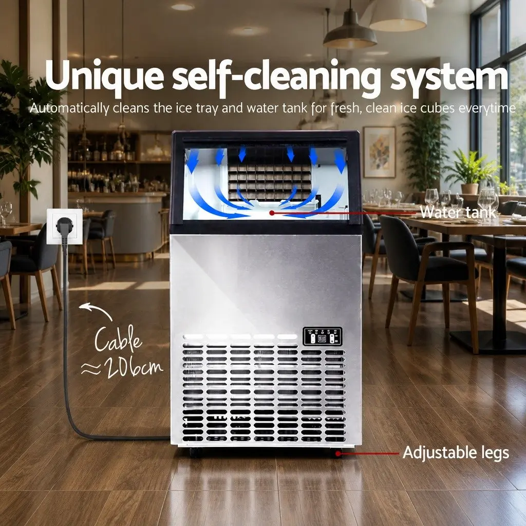Commercial Ice Maker Machine Stainless Steel 45-60kg Daily Capacity Silver